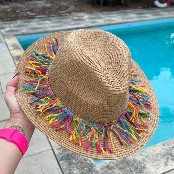 Straw Fringe Hat • Summer Hat • Fringe Hat • - Picture 1 of 3